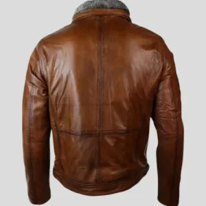 Mens Belted Brown Distressed Leather Jacket_2