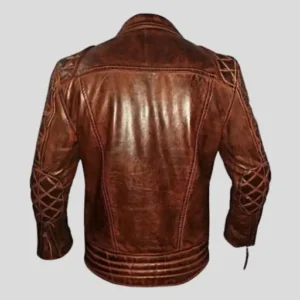 Mens Brown Diamond Quilted Vintage Leather Jacket_1