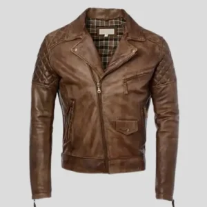 Men's Brown Distressed Motorcycle Leather Jacket