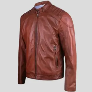 Men’s Brown Padded Leather Biker Jacket_1