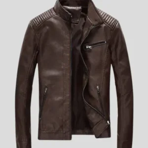 Men’s Brown Slim Fit Biker Leather Jacket