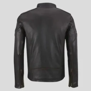 Mens Brown Stripe Biker Leather Jackets_1