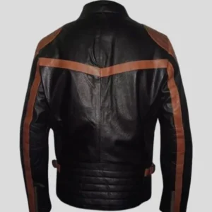 Men’s Brown Stripes Moto Leather Biker Jacket_2