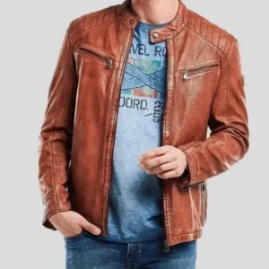 Men's Crinkle Brown Leather Jacket