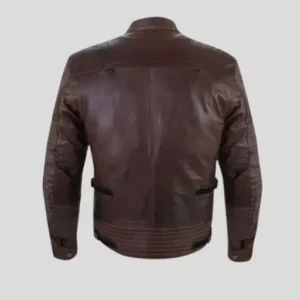 Men's Snap Tab Brown Biker Leather Jacket_1