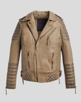 Desert Brown Waxed Biker Leather Jacket