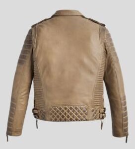 Desert Brown Waxed Biker Leather Jacket_1