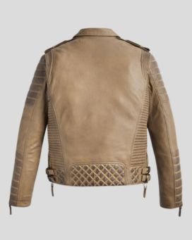 Desert Brown Waxed Biker Leather Jacket_1