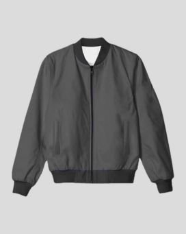 Grey Plain Unisex Bomber Jacket