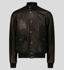 Men Vintage Black A-1 Flight Lambskin Leather Bomber Jacket