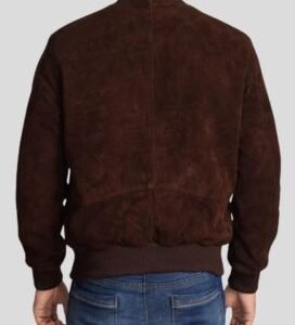 Mens Dark Brown Suede Bomber Jacket_2