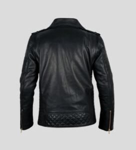 Mens Quilted Black Leather Moto Jacket_1