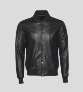 Men's Vintage Black Leather Varsity Jacket