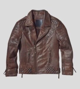 Mens Waxed Brown Biker Leather Jacket