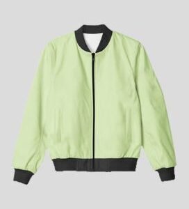 Unisex Lime Green Plain Bomber Jacket