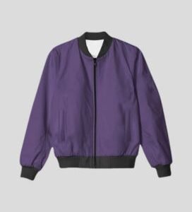 Unisex Purple Plain Bomber Jacket